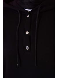 Yarım Çıtçıtlı Sweatshirt Siyah
