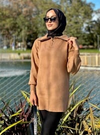 Yaka Fermuarlı Triko Tunik