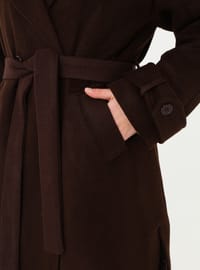 Apolet Detaylı Klasik Kaban - Acı Kahve