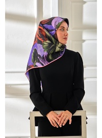 İpek Eşarp 90x90cm Çok Renkli
