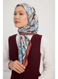 İpek Twill Eşarp - Yankılar Bahçesi İndigo