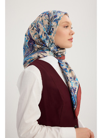İpek Twill Eşarp - Yankılar Bahçesi İndigo