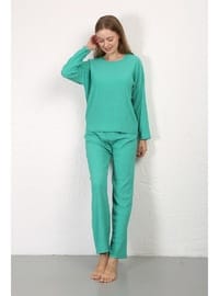Yeşil Bürümcük Pijama Takımı