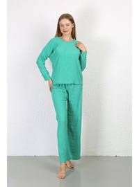 Yeşil Bürümcük Pijama Takımı