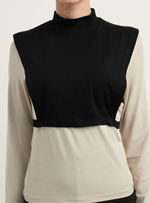 Balıkçı Yaka Pamuk Boyunluk - Siyah ( Small - Medium )
