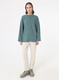 Dikiş Detaylı Sweatshirt Su Yeşili