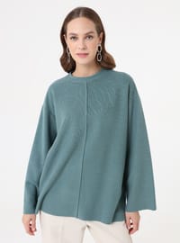 Dikiş Detaylı Sweatshirt Su Yeşili