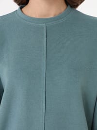 Dikiş Detaylı Sweatshirt Su Yeşili