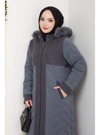 Kapitone Detaylı Tam Boy Mont Antrasit