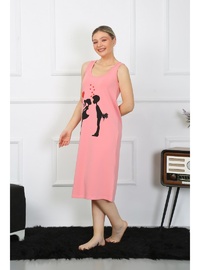 Kadın Kalın Askılı Penye Pembe Gecelik