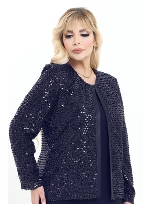 Büyük Beden 3944 Lacivert Ceket+Bluz Takım LACİVERT