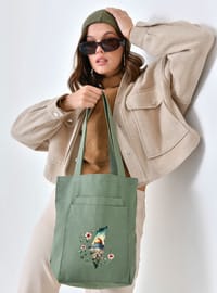 Gabardin Çanta Filistin Baskılı Mint Yeşili