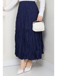 Kırışık Etek 90 cm Lacivert