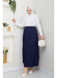 Kırışık Etek 90 cm Lacivert