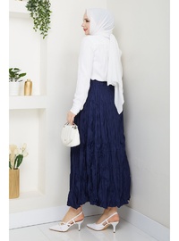 Kırışık Etek 90 cm Lacivert