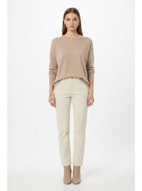 Oversize İnce Triko Kazak Bej