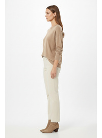 Oversize İnce Triko Kazak Bej