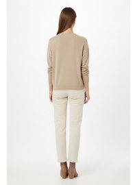 Oversize İnce Triko Kazak Bej