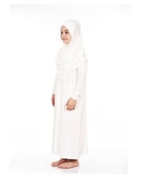 Pratik Çocuk Namaz Elbisesi 8-12 Yaş Beyaz