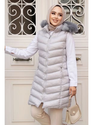 Gri Tesettür Şişme Yelek 80171GR