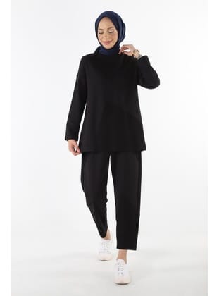 2228_Dikiş Detaylı Oversize Eşofman Tesettür Takım