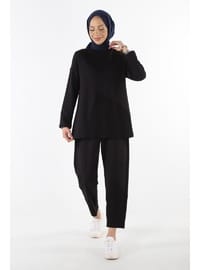 2228_Dikiş Detaylı Oversize Eşofman Tesettür Takım