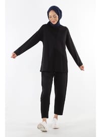 2228_Dikiş Detaylı Oversize Eşofman Tesettür Takım