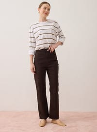 Streç Kumaşlı Basic Denim Pantolon Kahverengi