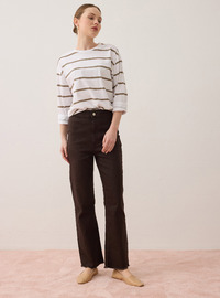 Streç Kumaşlı Basic Denim Pantolon Kahverengi