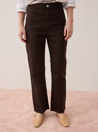 Streç Kumaşlı Basic Denim Pantolon Kahverengi