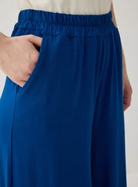 Viskon Kumaştan Beli Lastikli Pantolon Lacivert