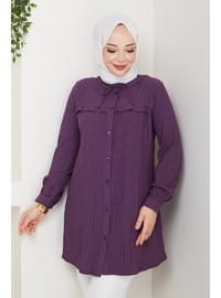 Kadın Yaka Detaylı Fırfırlı Robalı Tunik