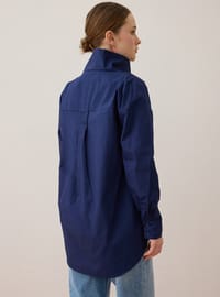 Yaka Detaylı Poplin Tunik Lacivert Benin Exclusive