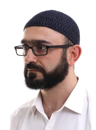Lacivert Orlon Kışlık Namaz Takkesi Baklava Desenli Takke
