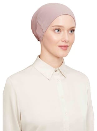 Lastikli Silikonlu Kaymaz Tesettür Bone Pembe