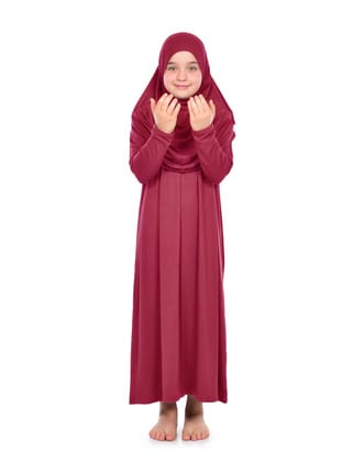 Pratik Çocuk Namaz Elbisesi 8-12 Yaş Kırmızı