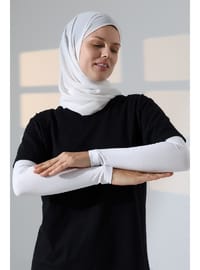 Dikişsiz Likralı Tesettür Kolluk Beyaz