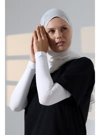 Dikişsiz Likralı Tesettür Kolluk Beyaz