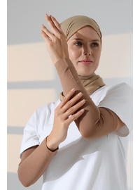 Dikişsiz Likralı Tesettür Kolluk Kahve