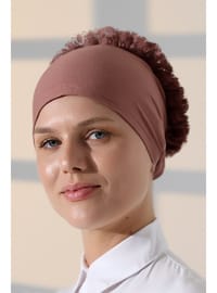 Fırfırlı Güpürlü Bone Gül Kurusu