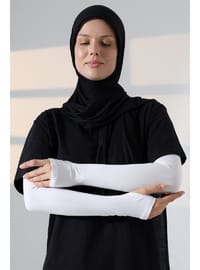 Parmak Geçmeli Penye Kolluk Beyaz