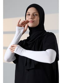 Parmak Geçmeli Penye Kolluk Beyaz