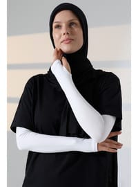 Parmak Geçmeli Penye Kolluk Beyaz