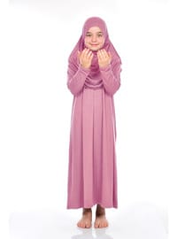 Pratik Çocuk Namaz Elbisesi 8-12 Yaş Pembe