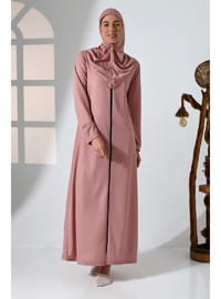Pembe Fermuarlı Namaz Elbisesi