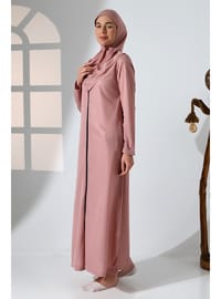 Pembe Fermuarlı Namaz Elbisesi