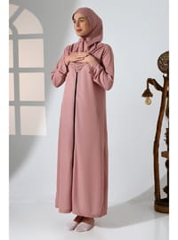 Pembe Fermuarlı Namaz Elbisesi