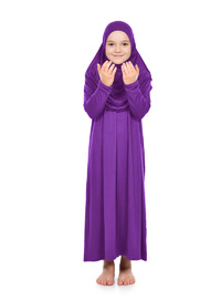 Kız Çocuk Tek Parça Namaz Elbisesi 9-11 Yaş Mor