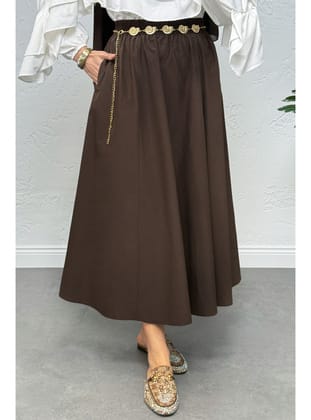 Cepli Poplin Etek 0060 - KAHVERENGİ