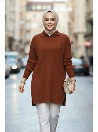 Fitilli Triko Tunik Kahverengi